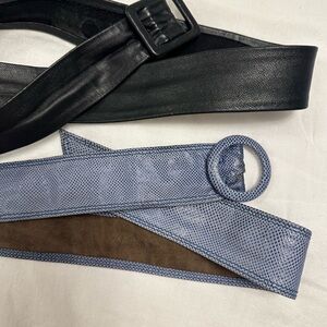 Stylish Black and Blue vintage leather waist belts size XS
